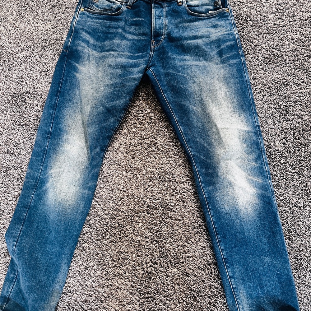 G-Star Blue Straight Jeans with Natural Fading